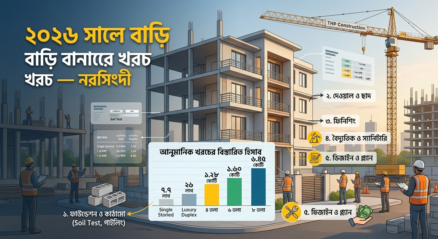 ২০২৬ সালে বাড়ি বানাতে কত টাকা লাগে? (নরসিংদী এলাকা)